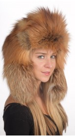 Auksinės lapės kailio rusiško modelio kepurė